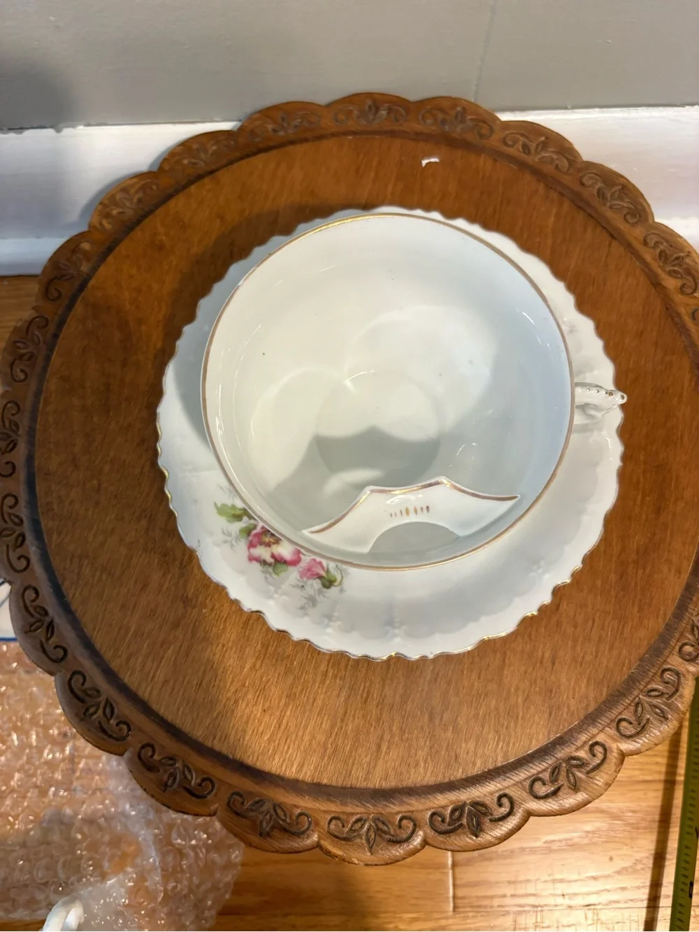 Antique Carlsbad Austria Mustache Teacup and Saucer